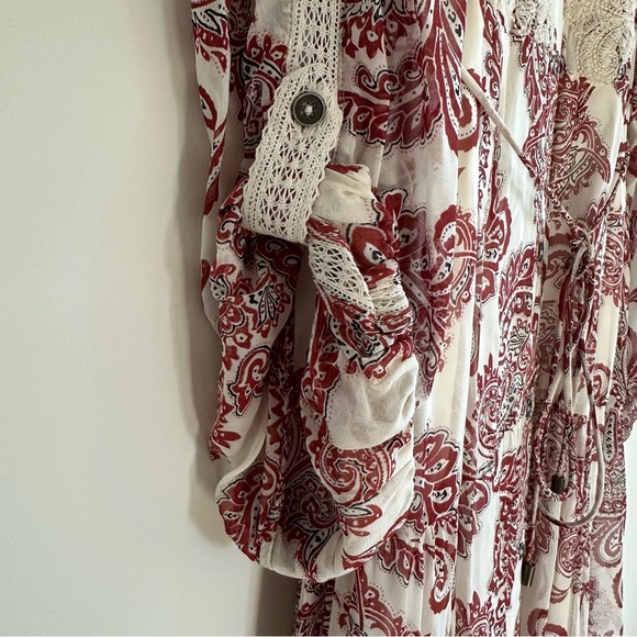 Anthropologie Aleah Allaire Paisley Printed Maxi Dress Cottagecore Lace boho - Picture 9 of 13